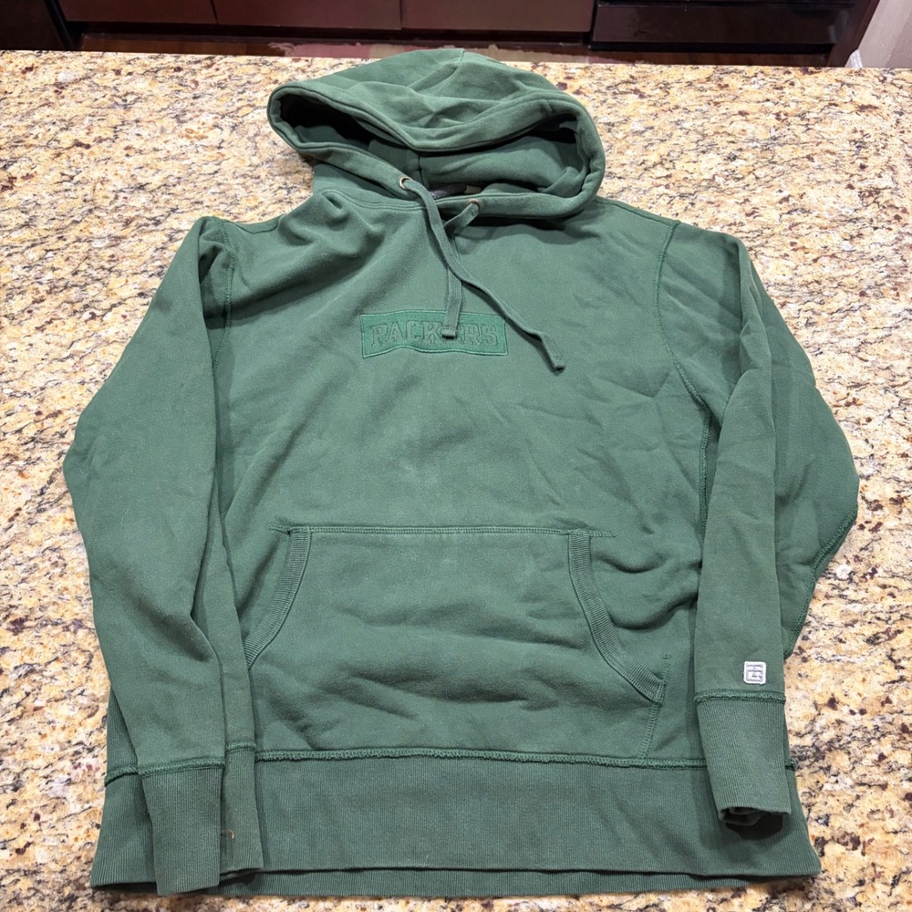 Tailgate Green Bay Packers Hoodie Mens L Green Embroidered Pullover Sweatshirt